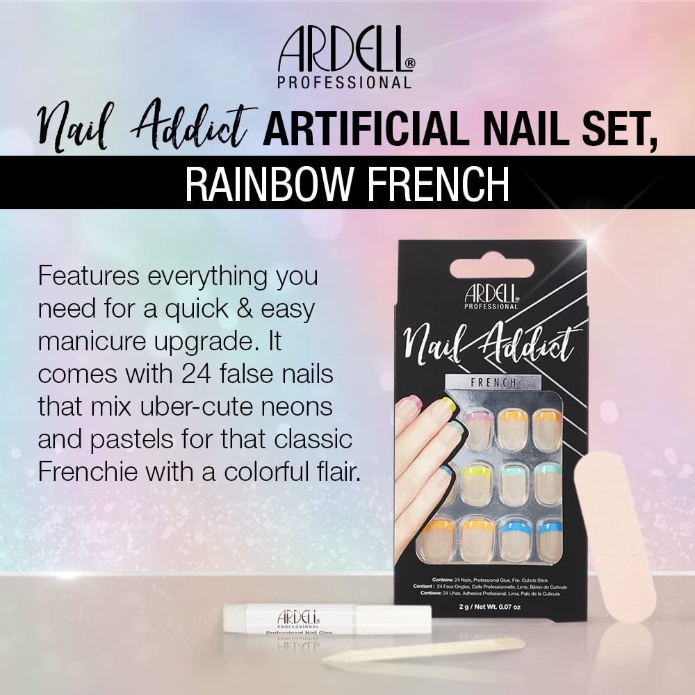 Ardell Nail Addict Artificial Nail Set, Rainbow French