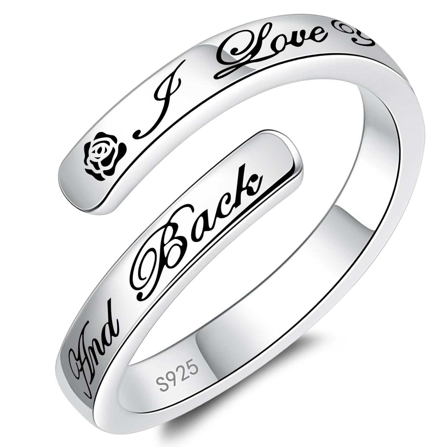 S925 Sterling Silver Inspirational Jewelry Rings Adjustable Ring Personality Encouragement Gift for Teens Women