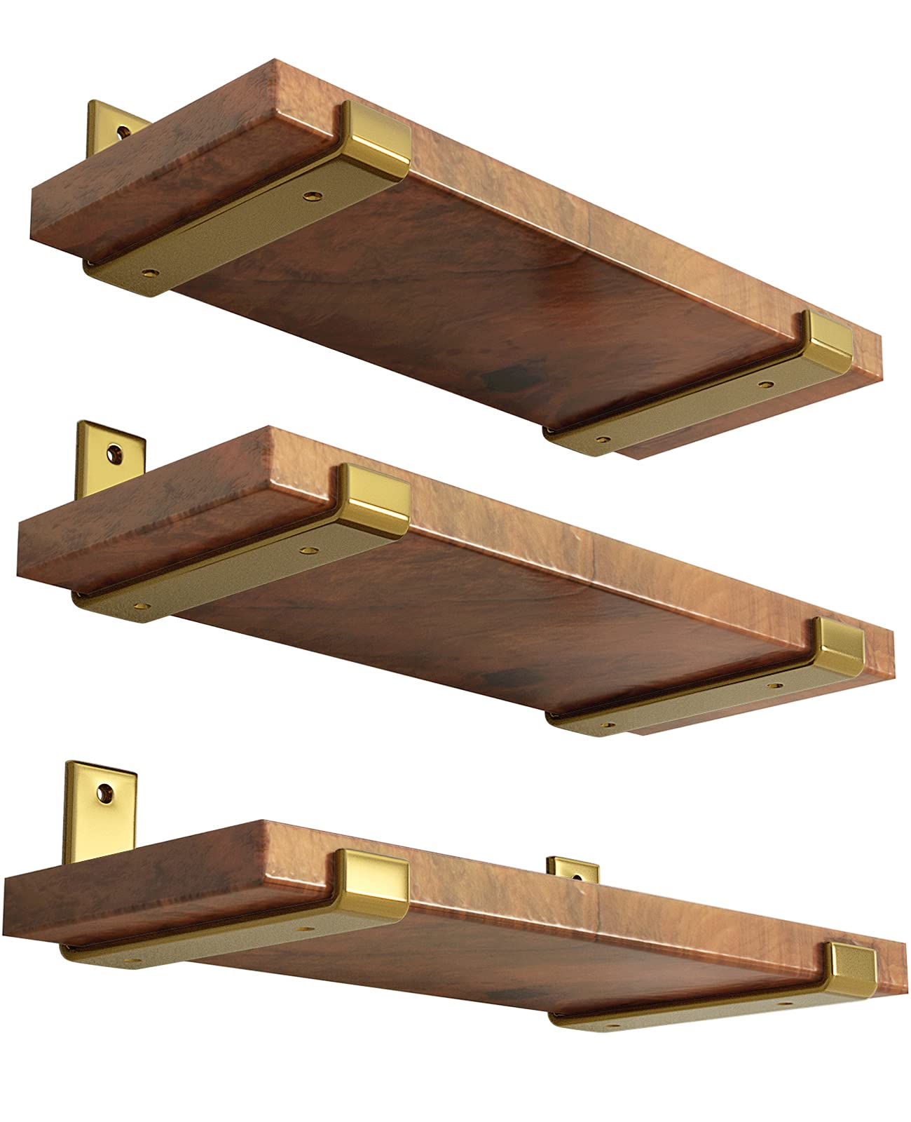 LEOPO 8 inch Shelf Bracket for DIY Floating Shelf, 1/5 inch Thick Heavy Duty Bracket, 6 Pack, Golden