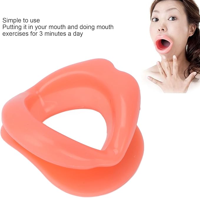 Dioche Oral Mouth Muscle Massage Tool Silicone Face Slimming Tightening Smile Trainer Lip Exerciser for Muscles Stretching Lifting Exercise Lips Traine, Red