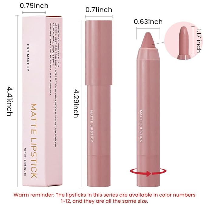 BINGBRUSH Crayon Pink Nude Matte Longwear Lipstick lip liner Pack Set,Moisture Smooth Color Stick Ultimate Lip Crayon for Makeup Collection - Waterproof Velvet Lipgloss (01#, 1 Count (Pack of 1))