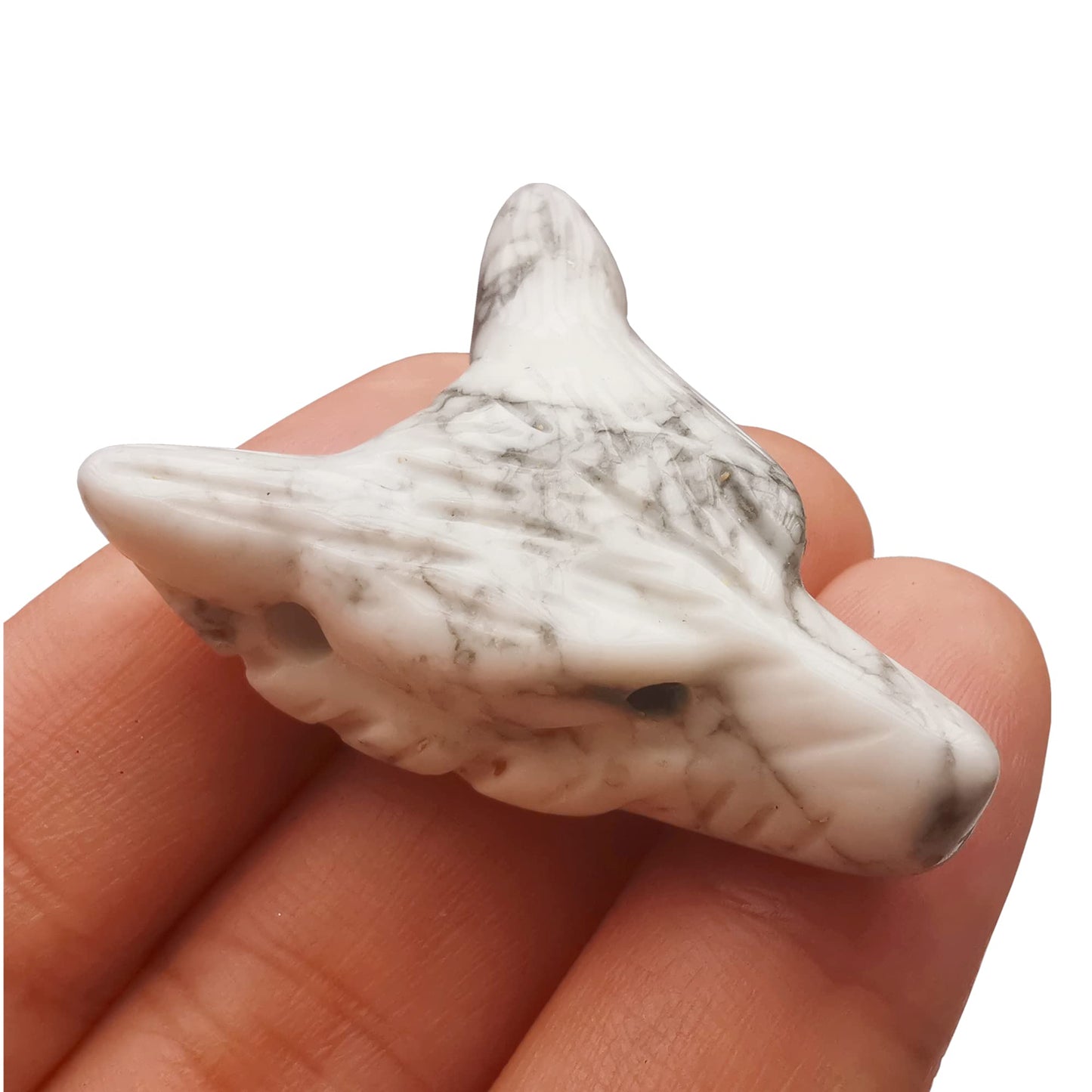 Bacatgem White Howlite Turquoise 1.37 inchs Wolf Head Pocket Crystals and Healing Stone Figurine,Haped DIY-Jewelry Pendant