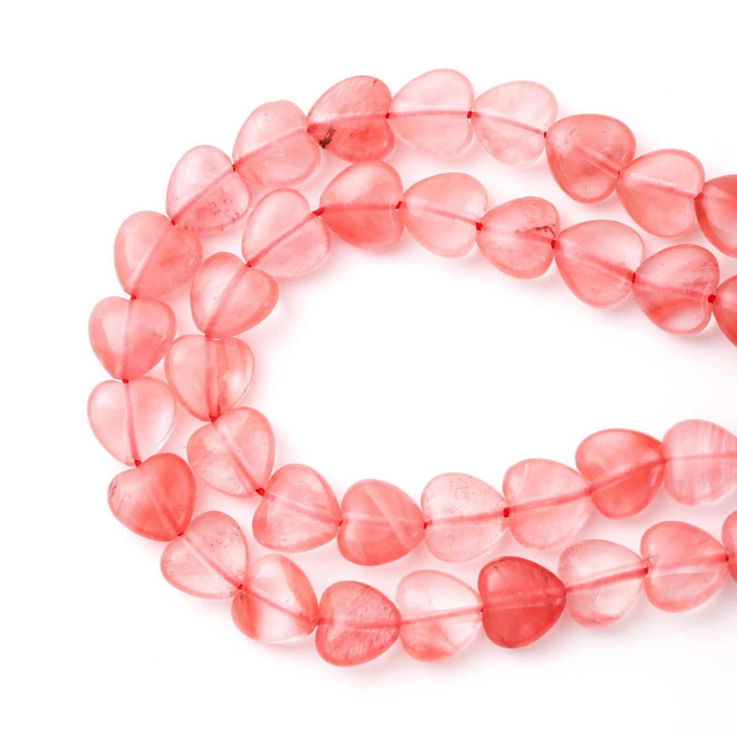 Natural Heart Shaped Watermelon Red Stone Beads 10mm Loose Crystal Healing Beads for DIY Necklace Bracelet Making Gemstone Craft Supplies