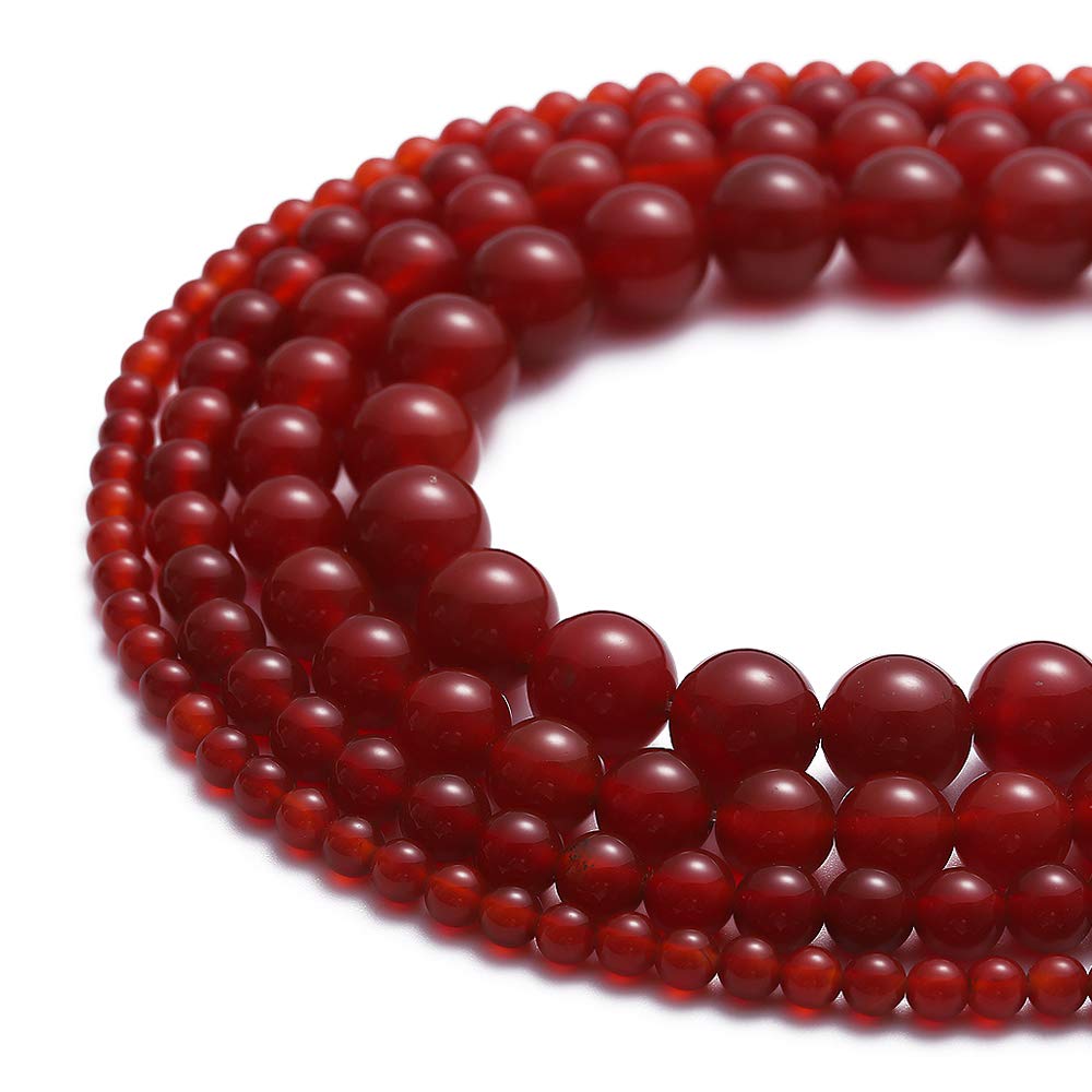 BEADIA Natural Red Agate Stone Round Loose Semi Gemstone Beads for Jewelry Making 10MM 38PCS