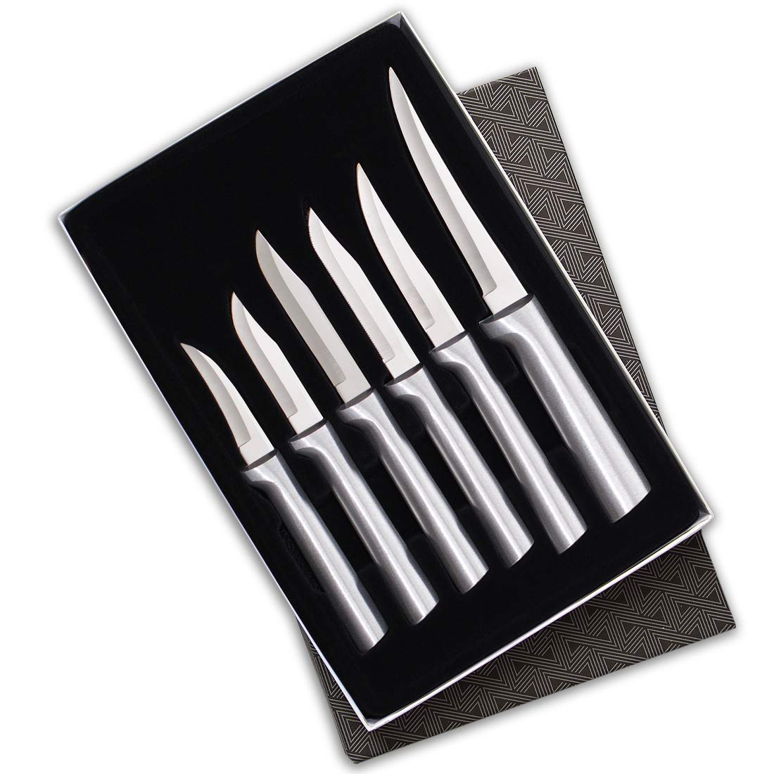 Rada Cutlery All-Star Paring Gift Set (S52) with Quick Edge Sharpener (R119), 6-Piece Knife Set and Knife Sharpener, Stainless Steel Blades, Silver Handle