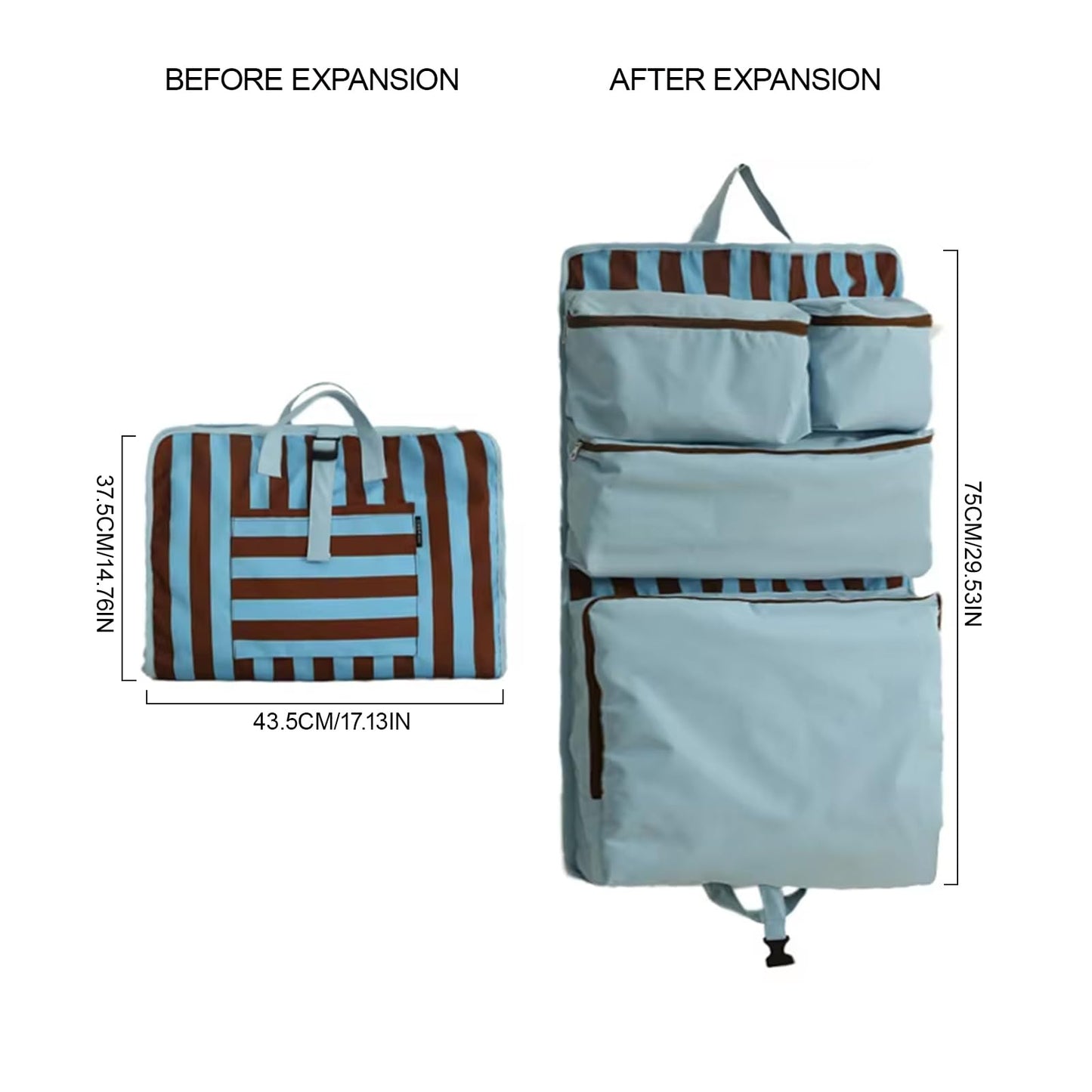 SMQH Symqhe 4-in-1 Foldable Travel Packing Luggage Organizers for Travel Accessories, Space Saver for Carry-On and Weekend Trips （Blue Coffee）