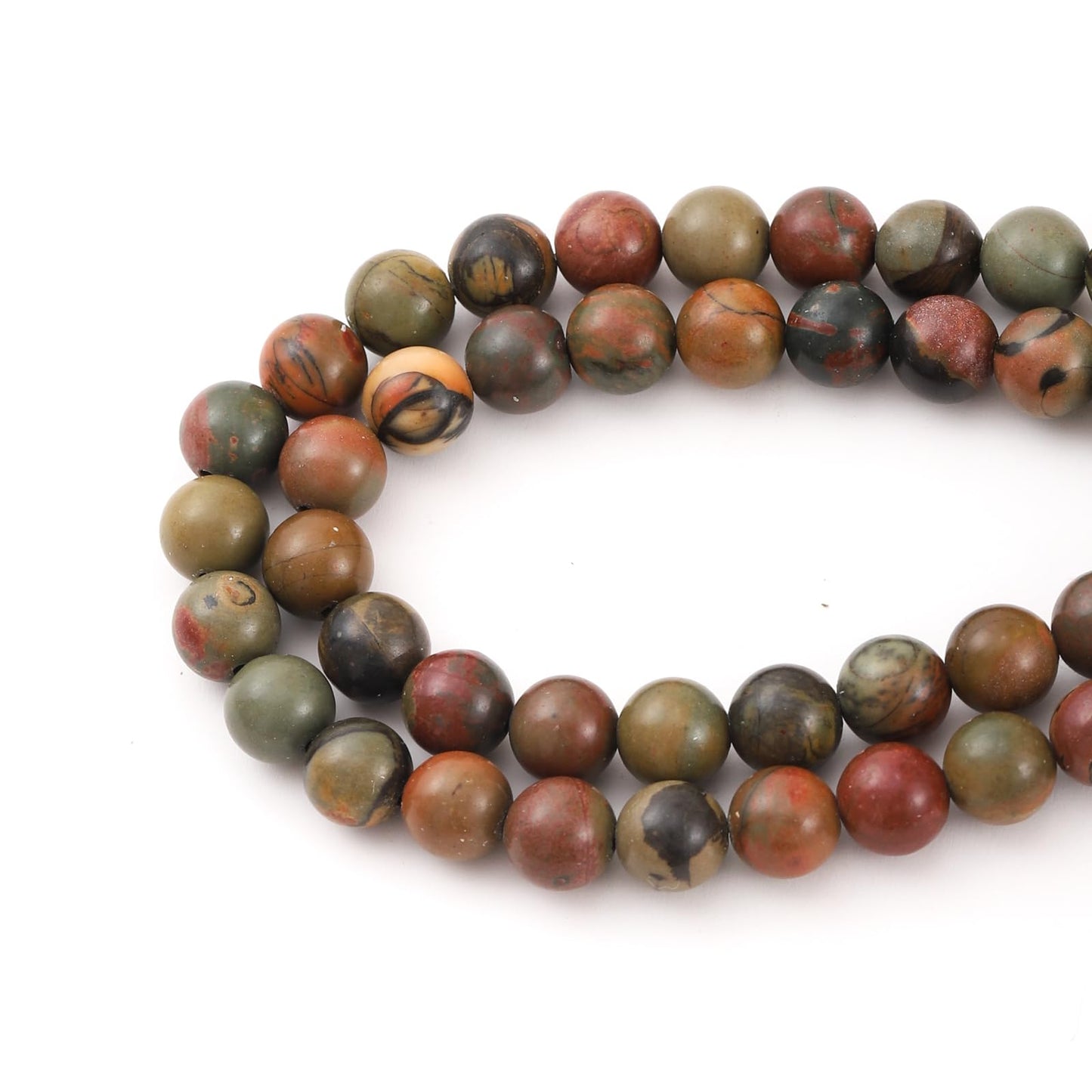 8mm 45pcs DIY Natural Picasso Stone Beads Round Healing Crystal Gemstone Loose Beads for Jewelry Making Handmade Bracelet Necklace