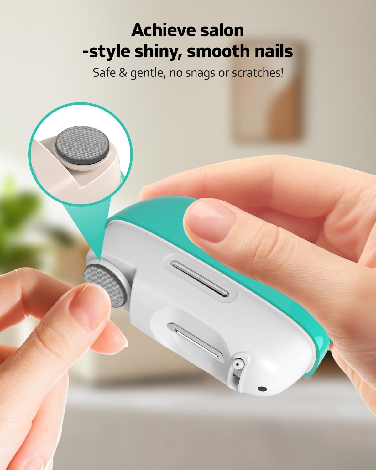 Electric Nail Clipper for Seniors & Adults, Automatic Nail Trimmer for Thick Nails, Safe Easy Use, 2 Speed Adjustable Blade Gap, Built-in Light, Rechargeable Nail Cutter with Polishing Head