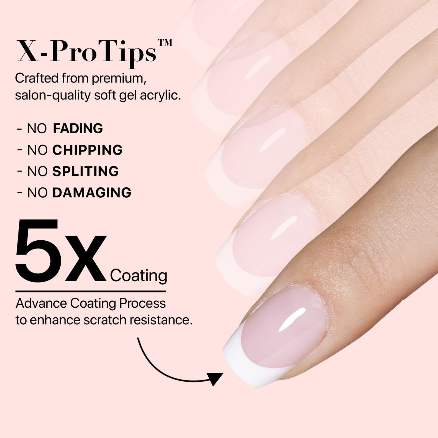 SXC Cosmetics French Tip Press On Nails – Red Series, Short Coffin, X-Pro Tips Starter Kit | 160PCS, 16 Sizes, 5 Styles, Beginner-Friendly