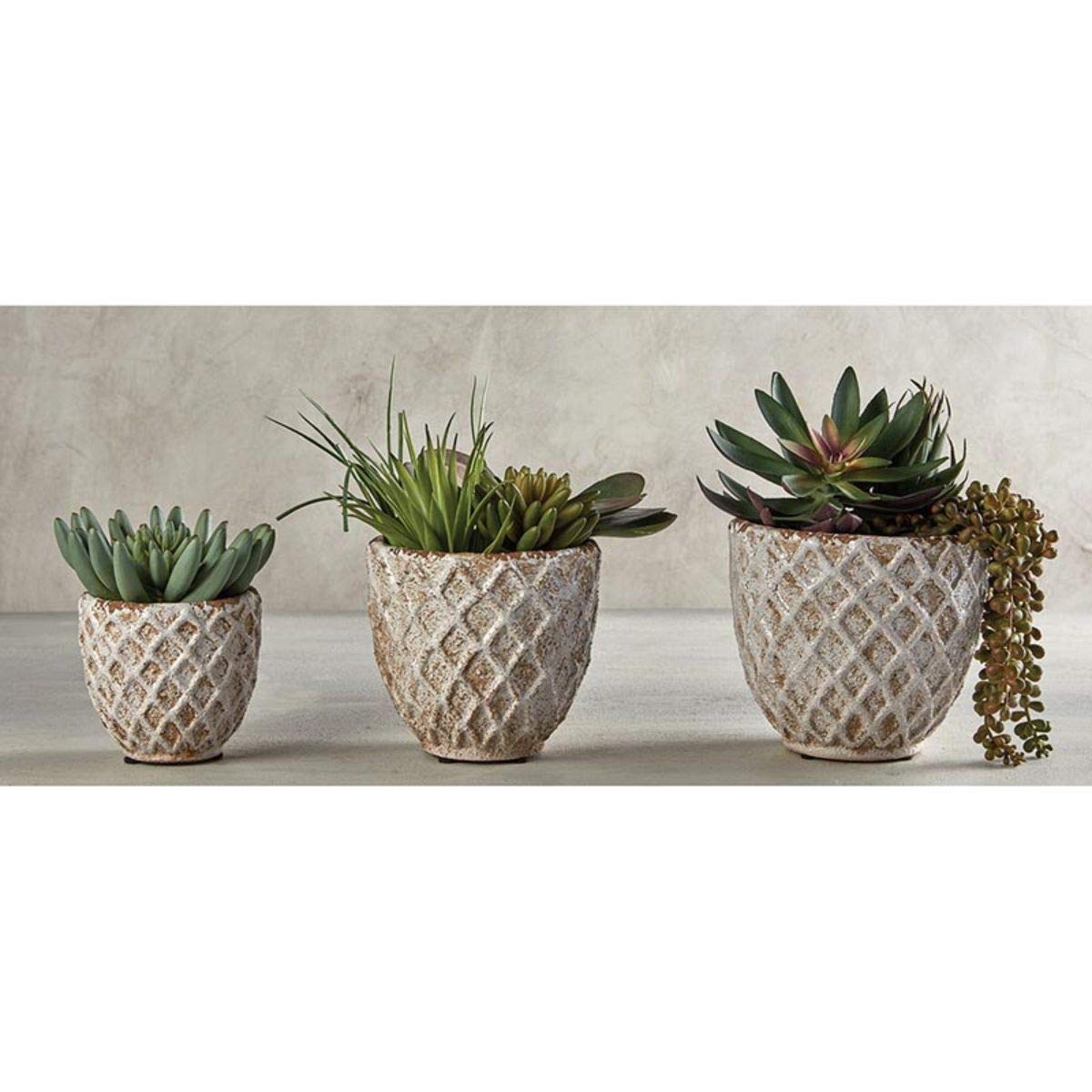 Creative Brands 47th & Main Diamond Patterned Planter/Pot, 6" Diameter, Distressed White