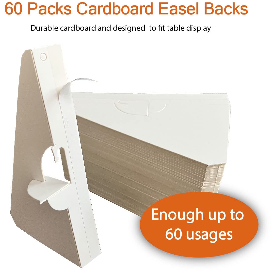 CoroRio 60 Pack 5 Inch Self Stick Cardboard Easel Backs, Premium Cardboard Easel Stand for Picture Frame and Art Easel Stand, Use for Photos, Signs, Crafts, (Pack of 60, White)