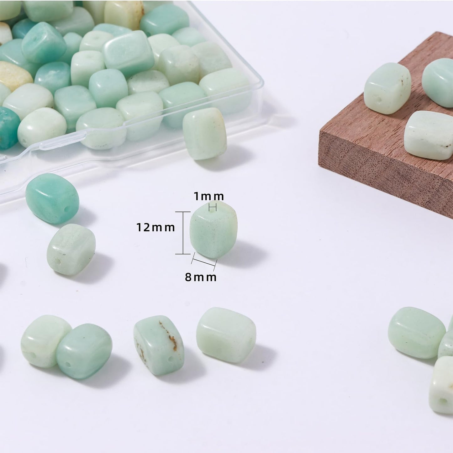 Natural Large Amazonite Cube Stone Beads 8x11mm 38cm/str Loose Semi Gemstone Stone Square Beads for Making Bracelets Necklace