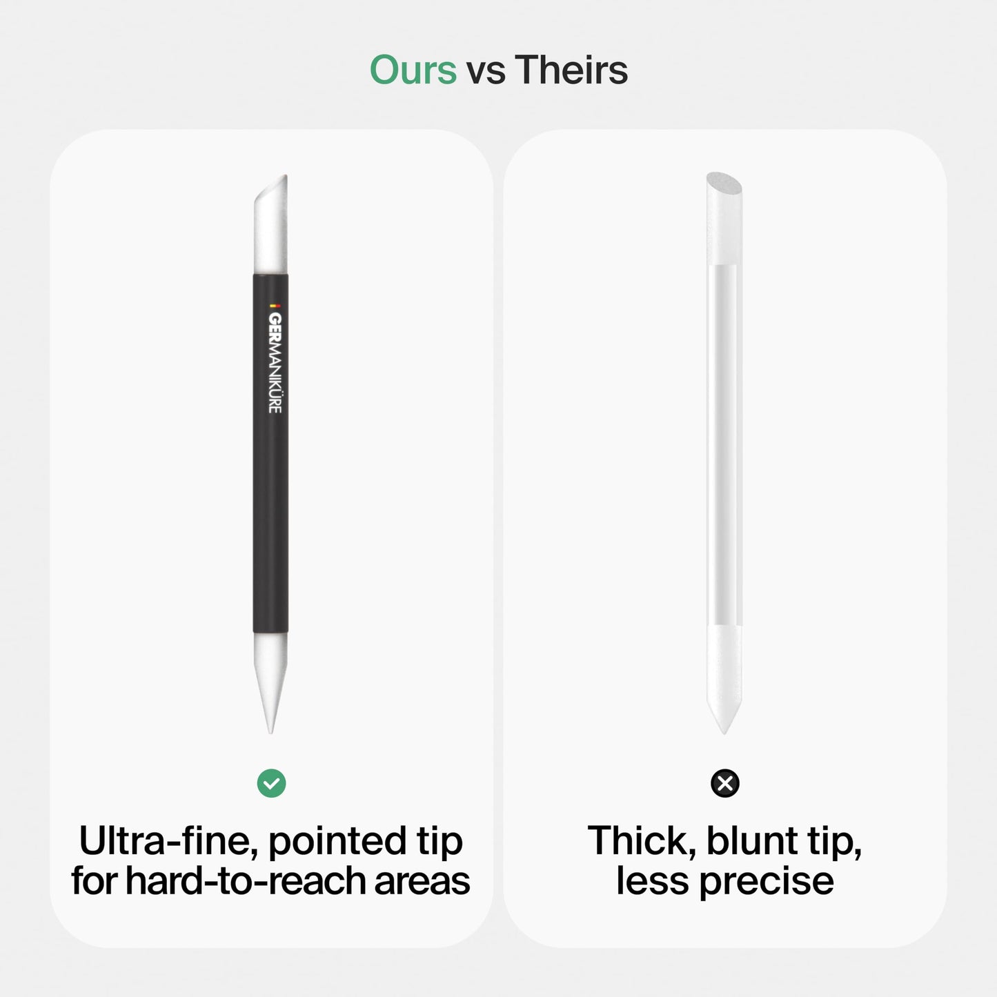 GERMANIKURE Clear Glass Cuticle Stick in Leather Sleeve - Ethically Made in Czech Republic - Cuticle Pusher & Remover, Callous & Dry Skin Fingertip File, Nail Shaper