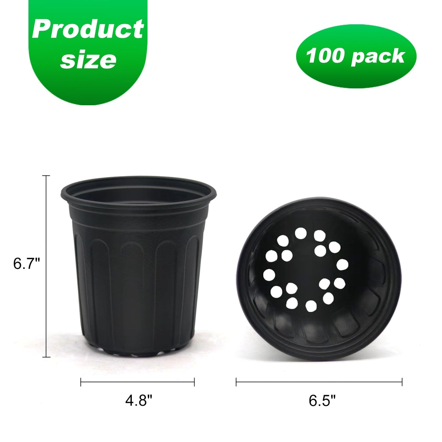 Hemikaki 100-Pack 1 Gallon Nursery Pots, Thickened Pots for Plants with Drainage Holes, Large Plastic Flower Pots for Seedlings, Succulents, Transplanting, Come with 100pcs Plant Labels