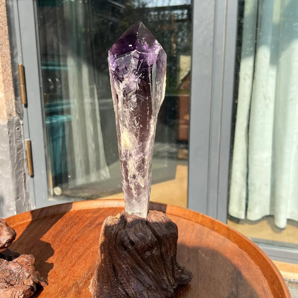 6pcs Set Natural Raw Amethyst Point Wand, Single Terminated Crystal Cluster Scepter, Healing Crystal Point, Positive Energy Gemstone, Reiki Meditation Spiritual Ornament,Home Decor & Crystal Gift