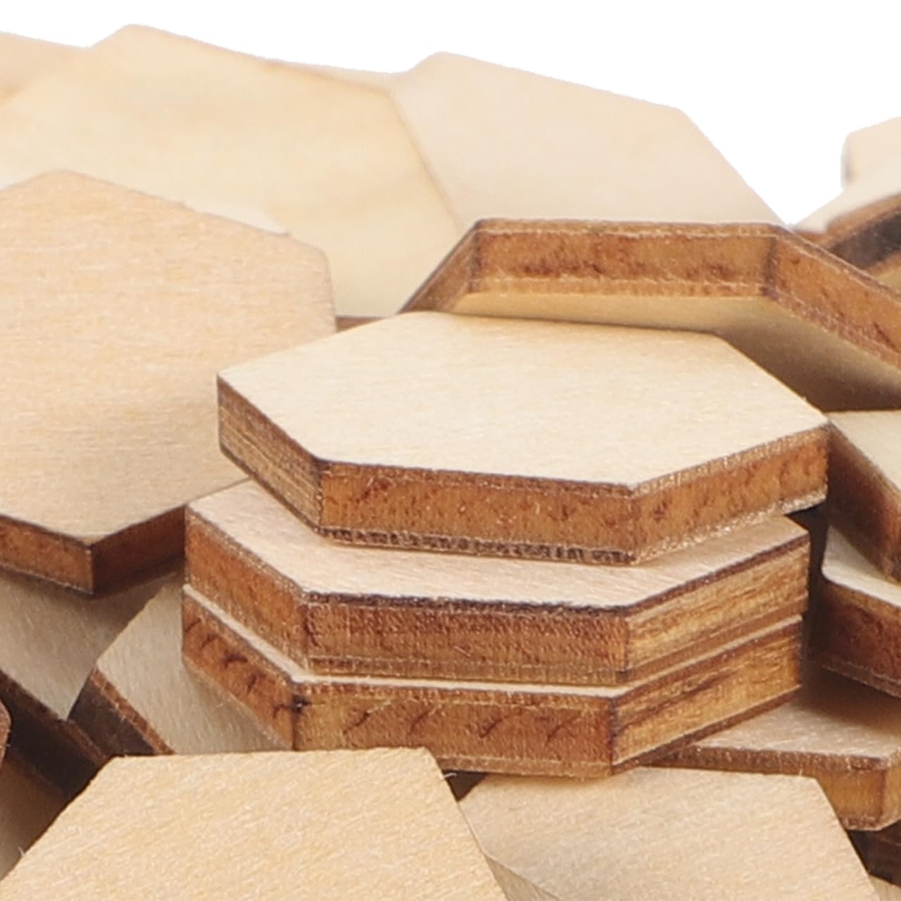 ARTIBETTER 100 pcs Wooden Pieces Hexagon Wood Shape Beech Wood for DIY Arts Craft Project Ready to Paint or Decorate (17.5mm)