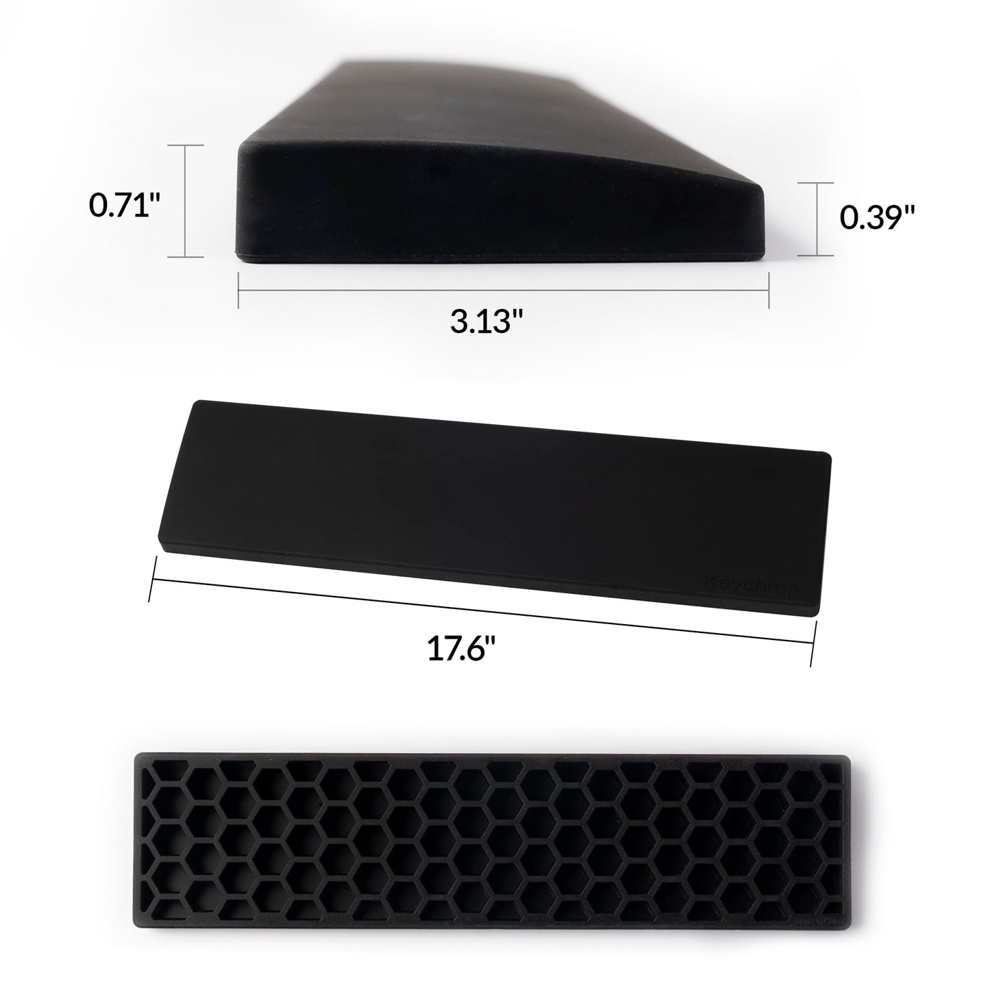 Silicone Wrist Rest for Keychron K10 Pro / K10 Max/ K10 HE / Q6 / Q6 Pro / Q6 Max / Q6 HE / V6 / V6 Max, 17.6" Non-Slip Palm Rest, 100% Full-Sized Mechanical Keyboards Support with Typing Pain Relief