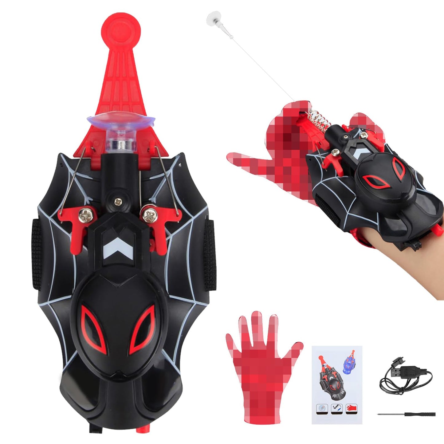 Spider Web Shooters,Web Shooter with Gloves, String Launcher Toy with Real Silk Reel-in Action, Web Launcher Spider String Shooter Toy, Web Shooter with Gloves
