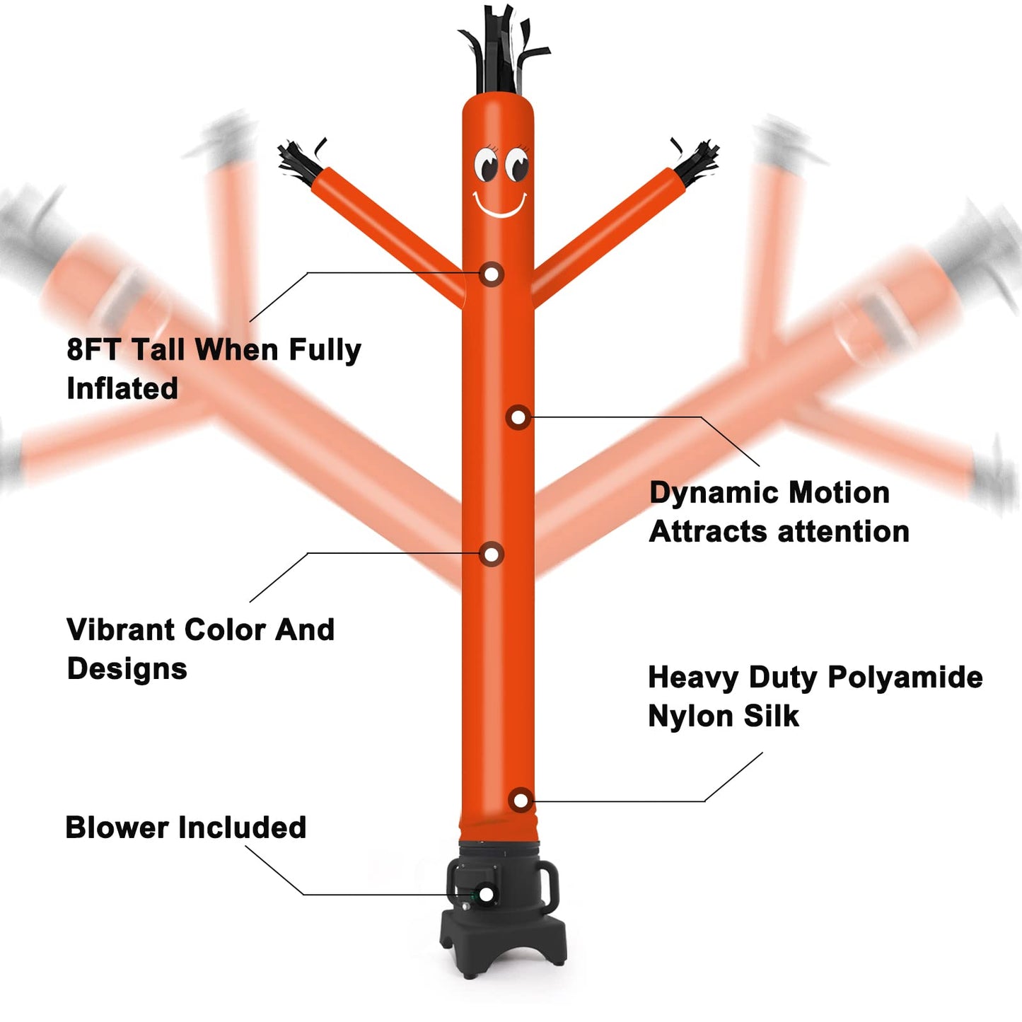 MOUNTO 8FT Fly Puppet Dancer with 1/3hp Blower Complete Set (Orange)