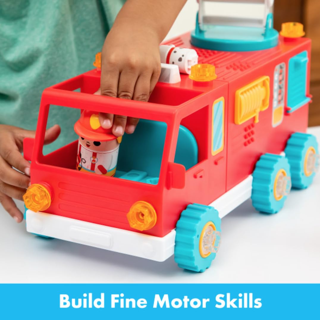 Educational Insights Design & Drill Bolt Buddies Fire Truck - Construction Toys & Toddler Tools, Kids Tool Set with Real Electric Drill Toy, Take Apart STEM Set, Building Kit & Gift for Ages 3+