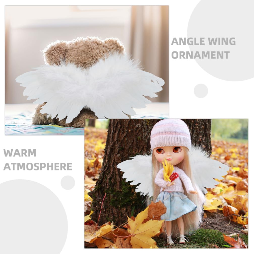 TOYANDONA 2pcs Small Angel Wings Feathers Costume Mini Wings Doll Decor for DIY Crafts Halloween Christmas Tree Ornaments Dollhouse Decor