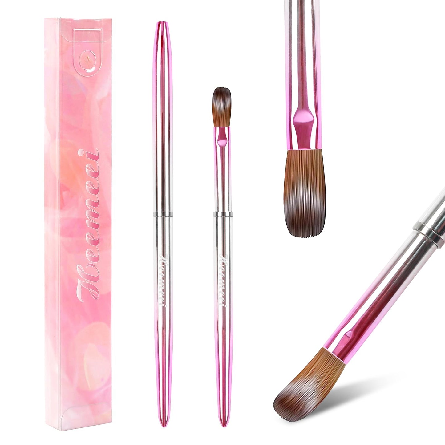 heemeei Acrylic Nail Brush Size 10, 100% Kolinsky Acrylic Brushes for Nails, Nail Brushes for Acrylic Application, Pinceles Para Uñas Acrílicas, Acrylic Powder Brush for Professional Manicure DIY