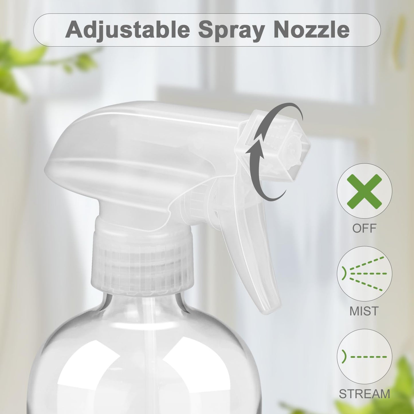 Worldgsb 2 Pack Glass Spray Bottles with Silicone Sleeve, 16 oz Empty Refillable Containers with Adjustable Spray Nozzles, Spray Bottles for Hair, Cleaning Solutions and Plants Blue&Grey