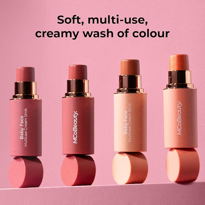 MCoBeauty - Baby Face Multiuse Cream Stick for Lips and Cheeks - Blush Stick in Pink Rose Shade - Contains Moisturising Jojoba Seed Oil, Coconut Oil and More - Peony Rose