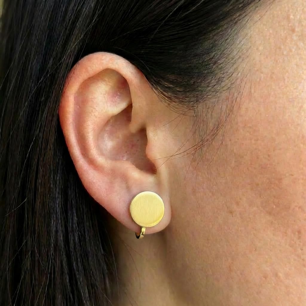 12mm Keloid Pressure Earrings for Women and Men | Clip on Compression Earring for Swelling Keloids | Acupressure Earrings for Her (Gold)