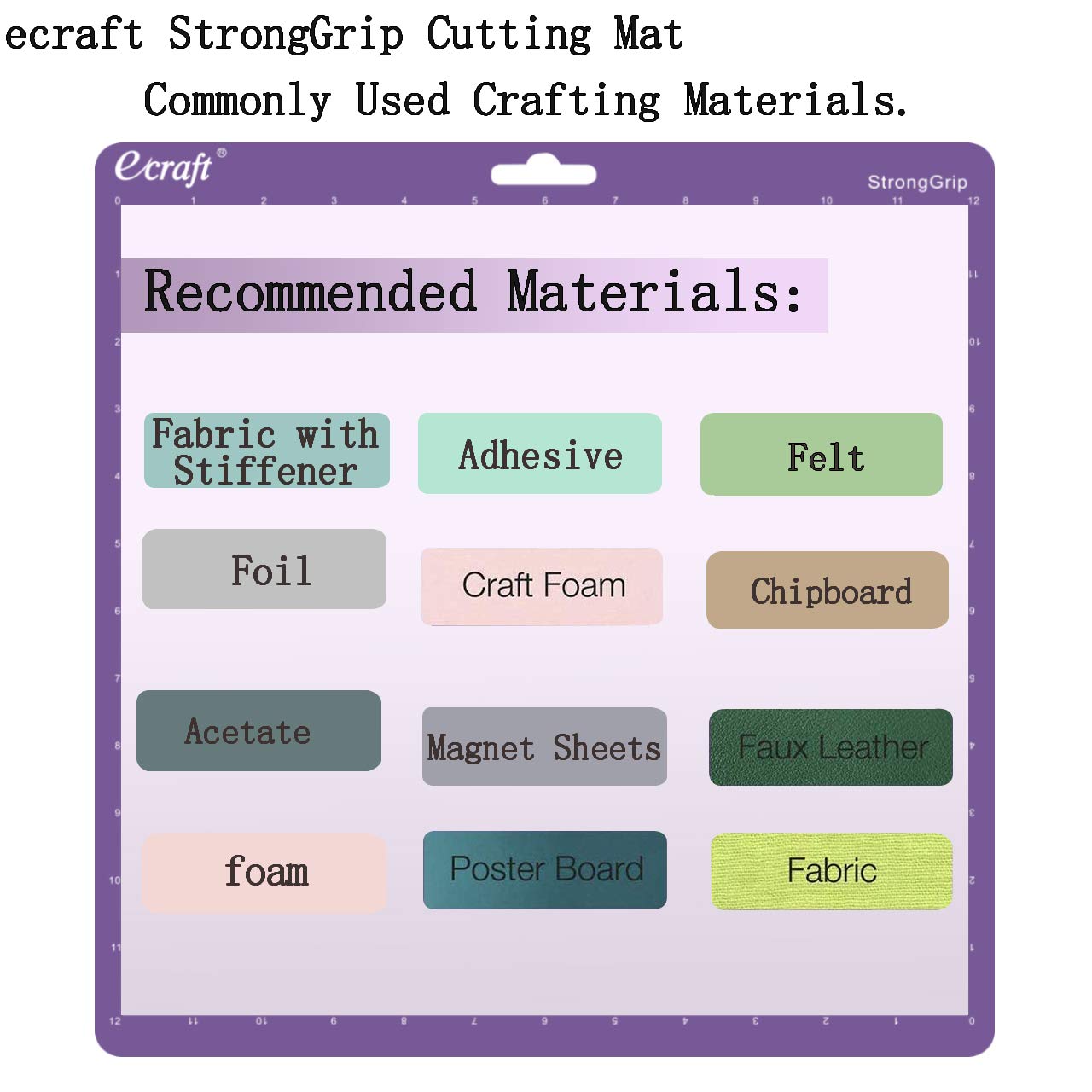 Ecraft 12x12 Cutting Mat 5-Pack for Silhouette Cameo 5/4/3/2/1, Variety Grip (StrongGrip, StandardGrip, LightGrip), Gridded Non-Slip Replacement Mats for Crafts, Quilting & Sewing