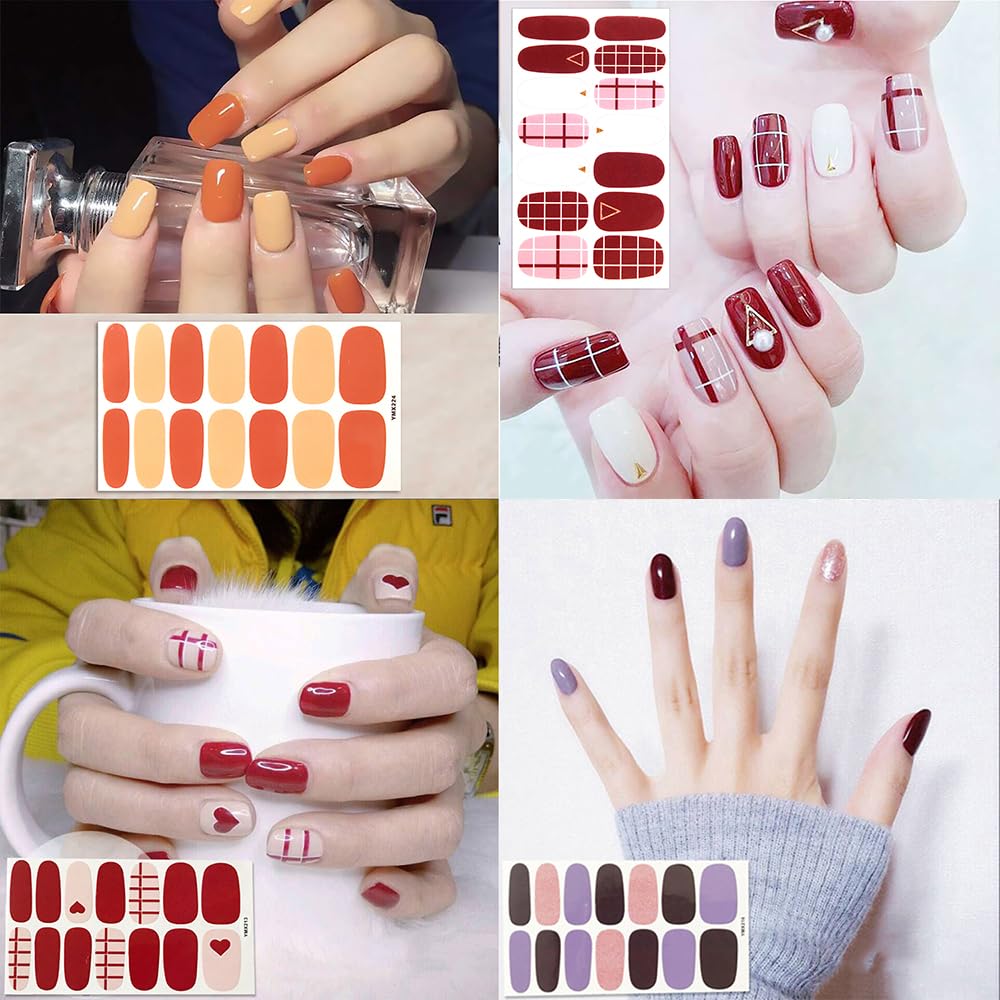 SILPECWEE 20 Sheets Glitter Nail Polish Strips Full Nail Wraps with Adhesive Nail Polish Stickers and 1pc Nail File