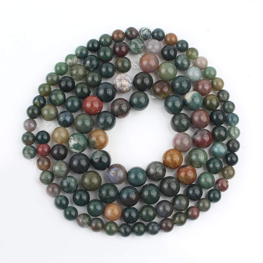 NITOPUPU 10mm 37pcs Indian Agate Natural Stone Beads for Jewelry Making Supplies, Round Crystal Beads for Bracelets Necklace DIY Crafts
