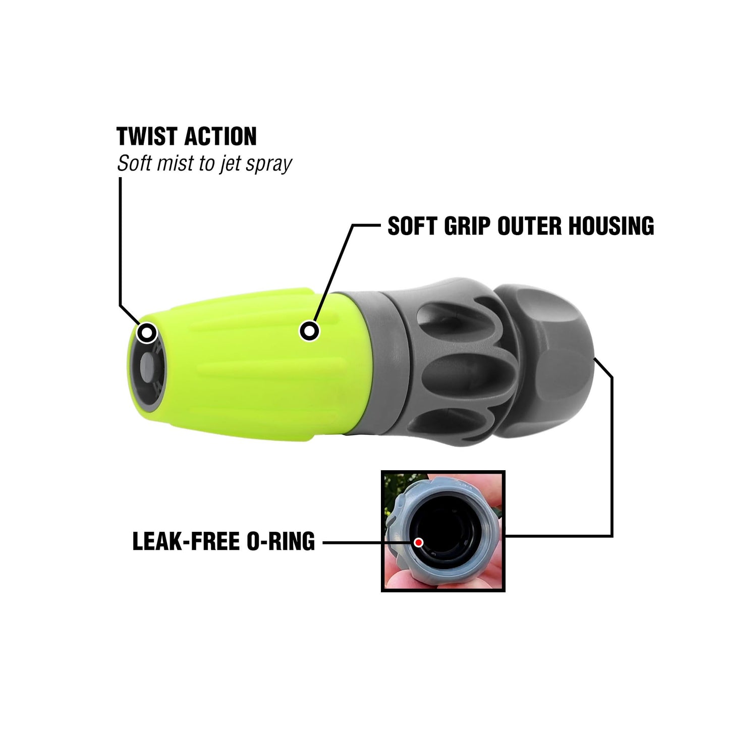 Flexzilla Twist Action Garden Hose Nozzle Sprayer, Adjustable Water Hose Nozzle with Easy Grip, Lightweight, Leak Free