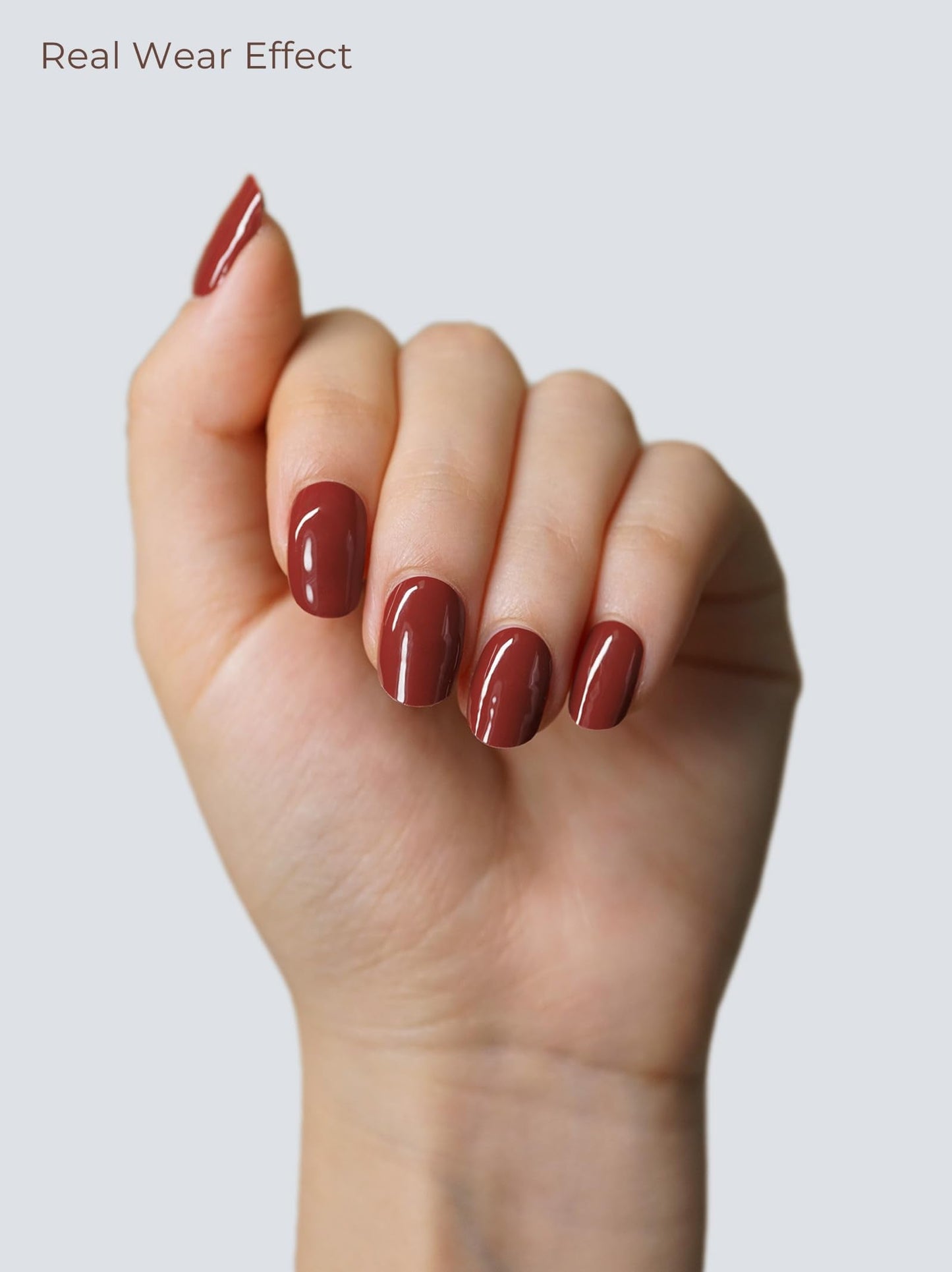 Beaolata Real Gel Nail Strips (No UV Light Needed) - 44Pcs Salon Quality Nail Stickers - Long Lasting Polish Wraps for Women, Easy Apply & Remove (Red Berries)