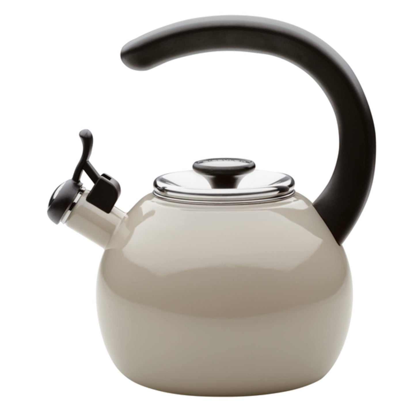 Circulon Enamel on Steel Whistling Induction Teakettle, Tea Kettle for Stovetop with Flip-Up Spout, 2-Quart, Gray