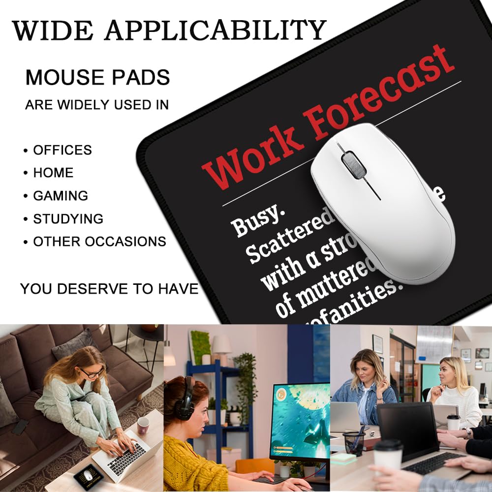 Juoqg Work Forecast Rectangular Mouse Pad, Funny Employee Mousepad, Funny Sarcastic Mouse Pad Gift for Teacher Colleague Coworker,Office Humour Gift for Employee Manager Boss Colleague