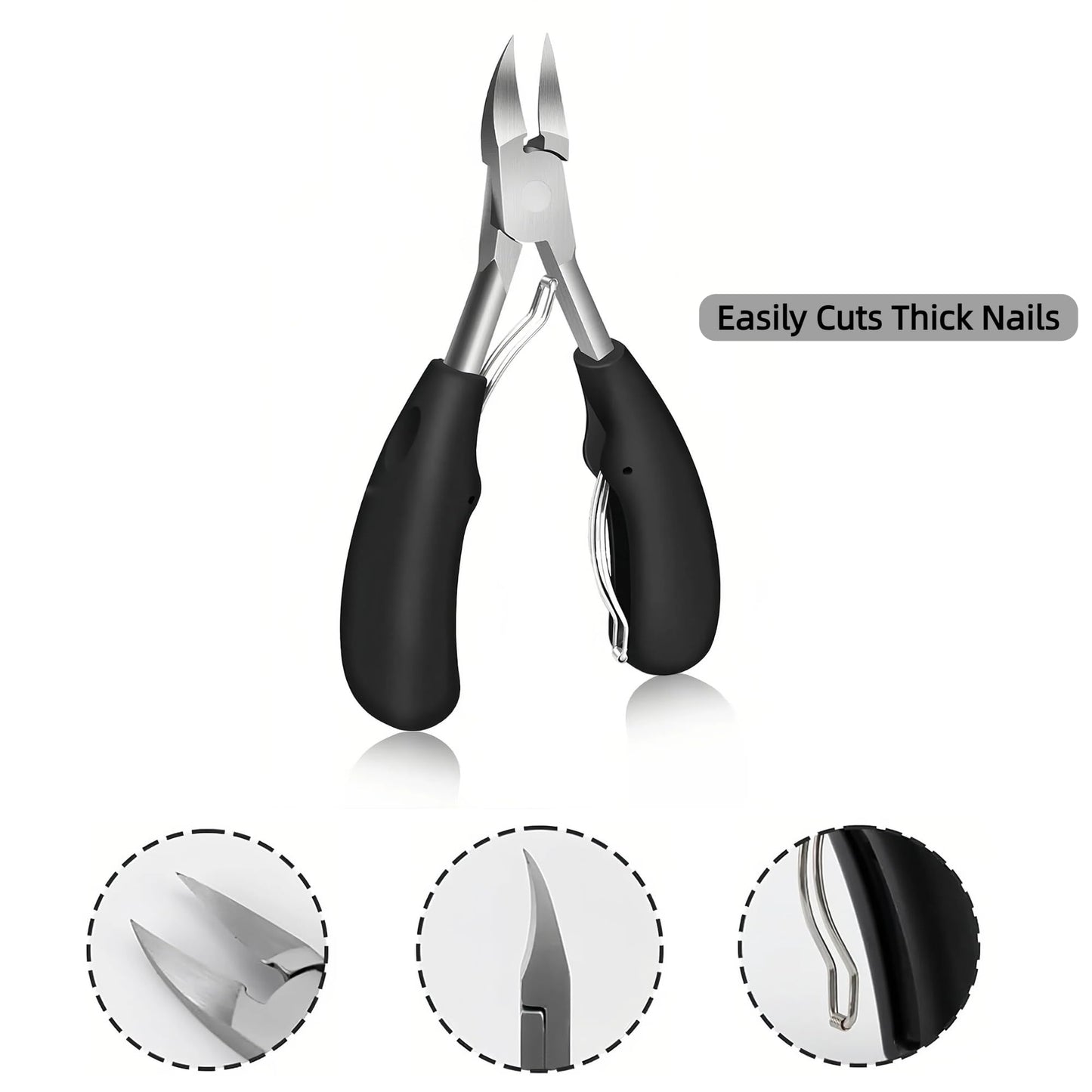 Heavy Duty Toenail Clippers,Handle Nail Clippers,for Thick & Ingrown Nails– 4-in-1 Angled Head Set, Ultra Sharp Slanted Cutter, Wide Jaw & Nail File
