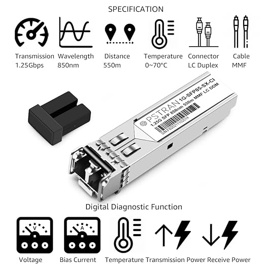 OPSTRAN 1000BASE-SX SFP Optical Transceiver Module Compatible with Cisco GLC-SX-MMD GLC-SX-MM SFP-GE-S GLC-SX-MM-RGD 850nm 550m DDM Duplex LC MMF 10pcs/Pack