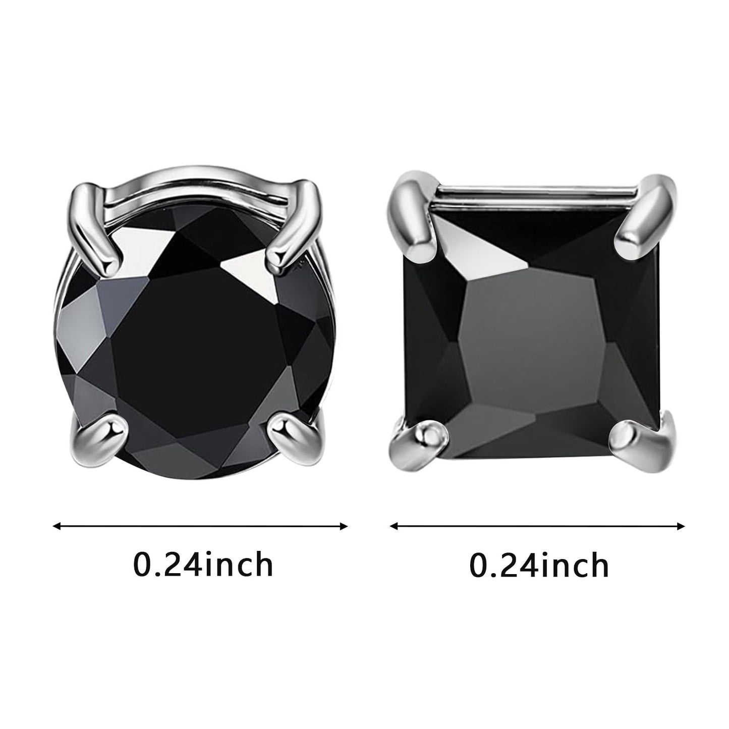 NEWITIN 6 Pairs Stainless Steel Magnetic Stud Earrings for Men Clip on Earring Magnetic Earring Unisex Non Piercing CZ Magnet Studs Diamond Earrings for Women Men