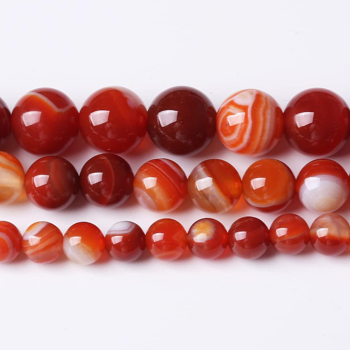 45PCS 8MM Natural Red Carnelian Stripe Agate Stone Beads Energy Healing Beads for DIY Jewelry Bracelet Necklace Making for Jewelry Making15Inch