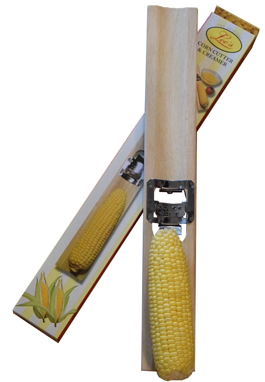 Lee's Original Wooden Corn Cutter and Creamer = Best Corn Tool For Removing Corn From The Cob