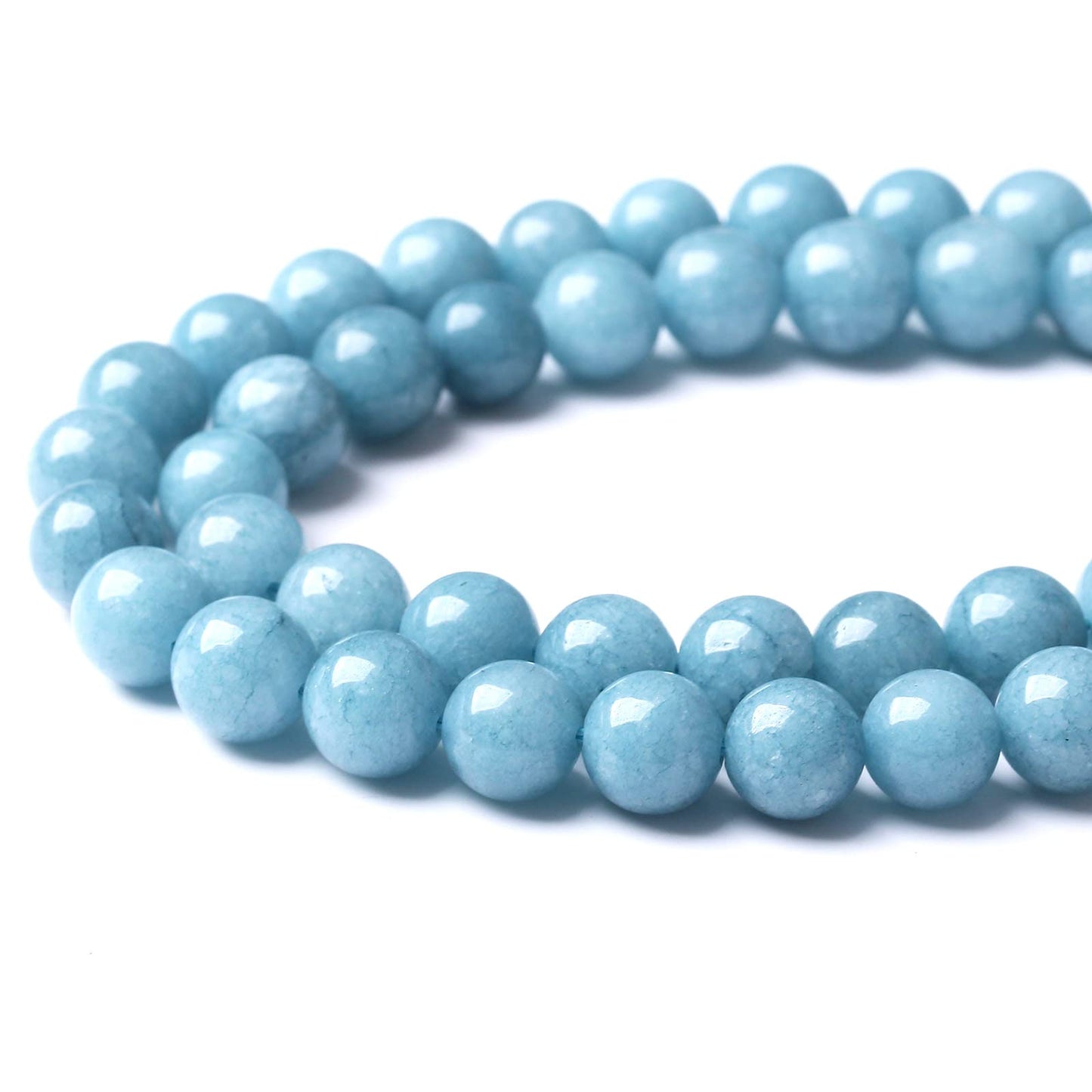 Blue Chalcedony Natural Stone Beads Gems Round Loose Beads Jewelry Making DIY Bracelet Necklace Accessory 1 Strand 60PCS 6MM 15"