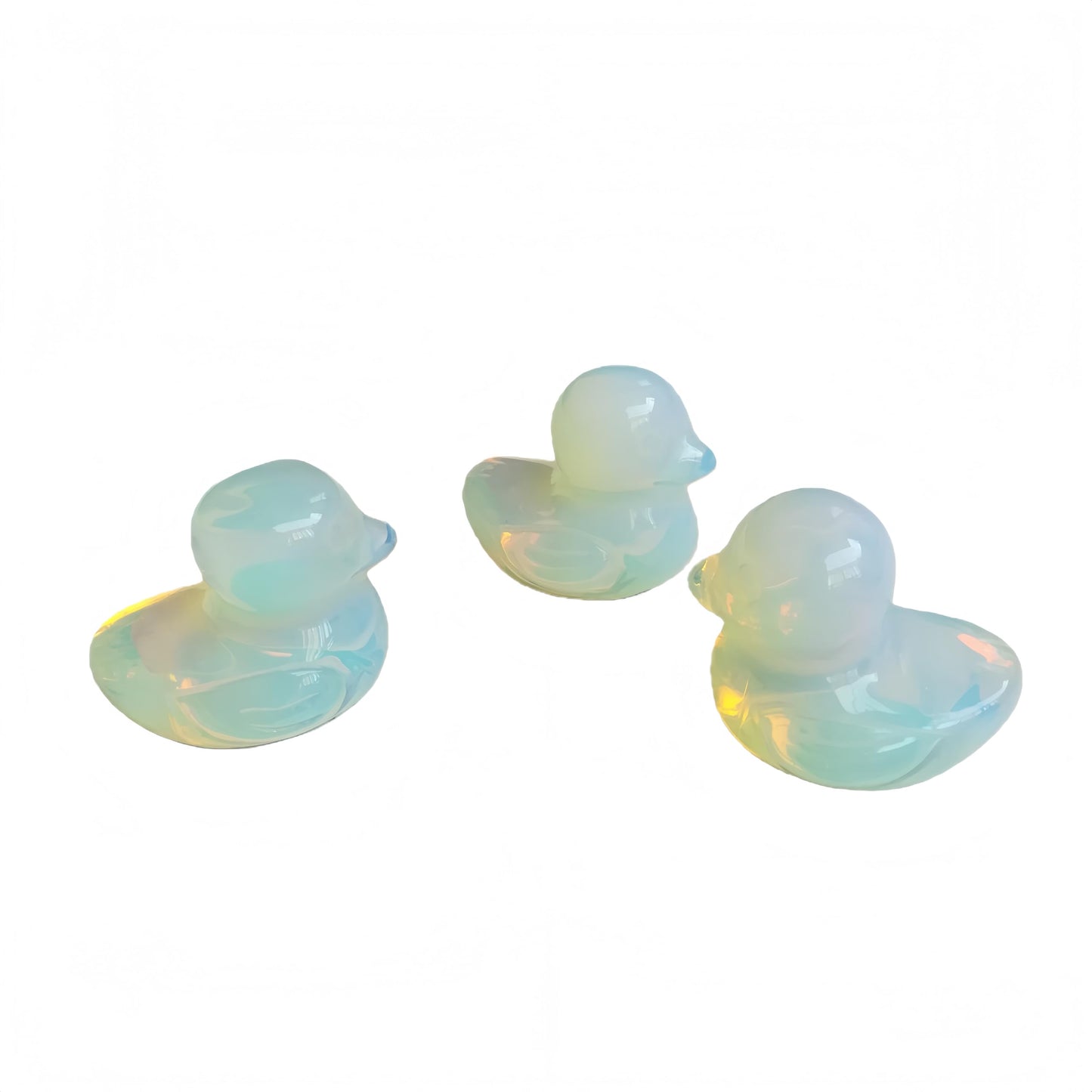 Bacatgem Synthetic Opalite Crystal Duck Carving Positive Energy Home Decoration Desk Decor,1.18 Inchs Crystal and Healing Stone Ornament
