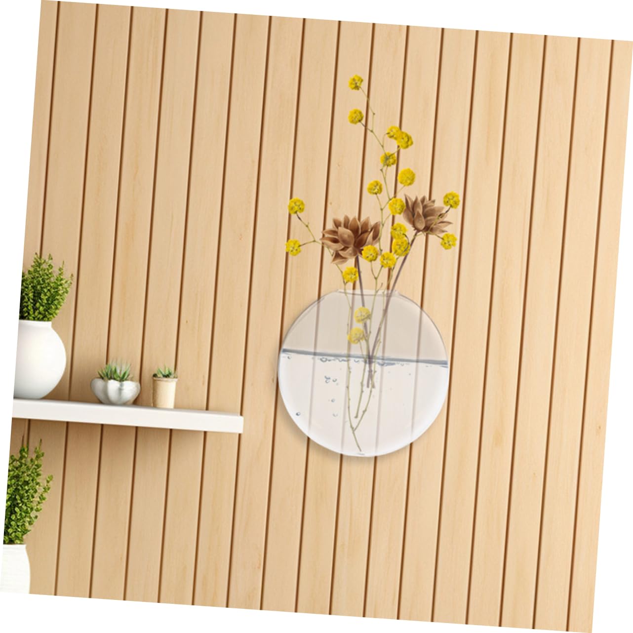 SOLUSTRE 2Pcs Clear Wall Vase Transparent Glass for Indoor Plants Space Saving Wall Decor for Home Office Easy Maintenance Terrarium