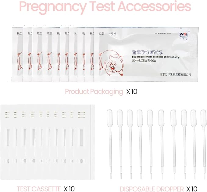 10Pcs Pig Pregnancy Tester Strips - Early Pregnancy Diagnosis Tool for Sows - Accurate and Easy-to-Use Pig Pregnancy Test Kit - Ideal for Early Detection