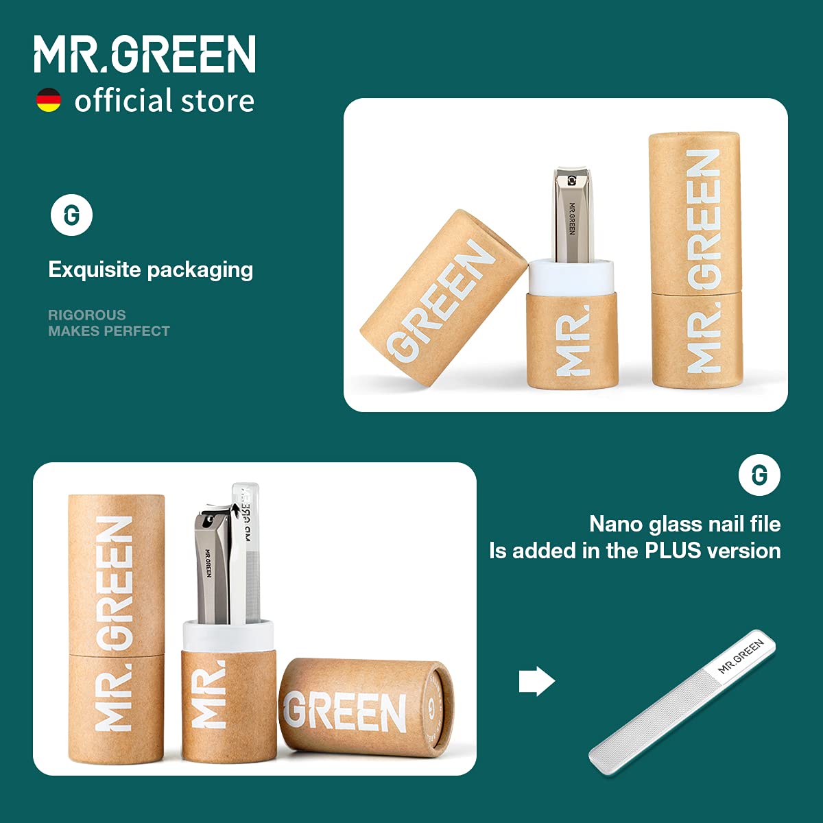 MR.GREEN Nail Clippers Anti Splash Fingernail Cutter Stainless Steel Manicure Tools Nail Scissors Detachable Design Nail Trimmer (M+Nano Glass File)