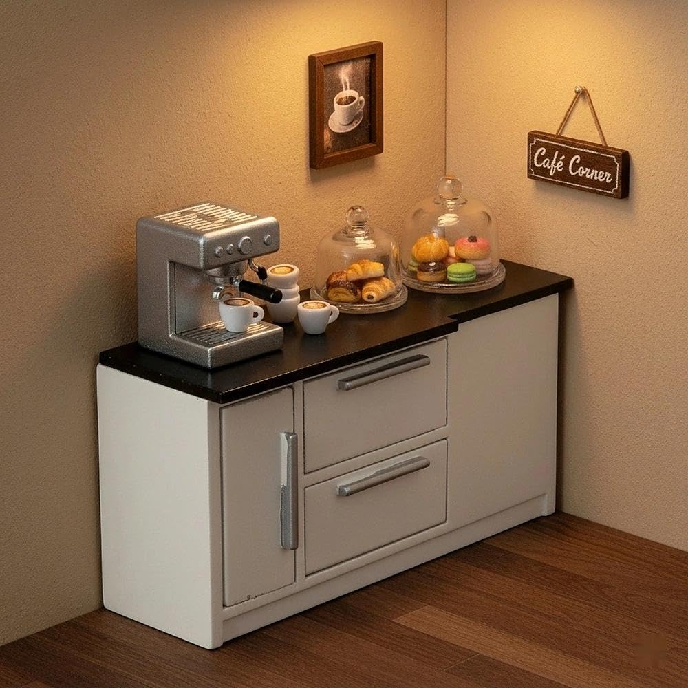 LOGOFUN Dollhouse Furniture Miniature Cabinet 1:12 Scale Wooden Rectangular Cabinet Model Mini House Decorations (Black)