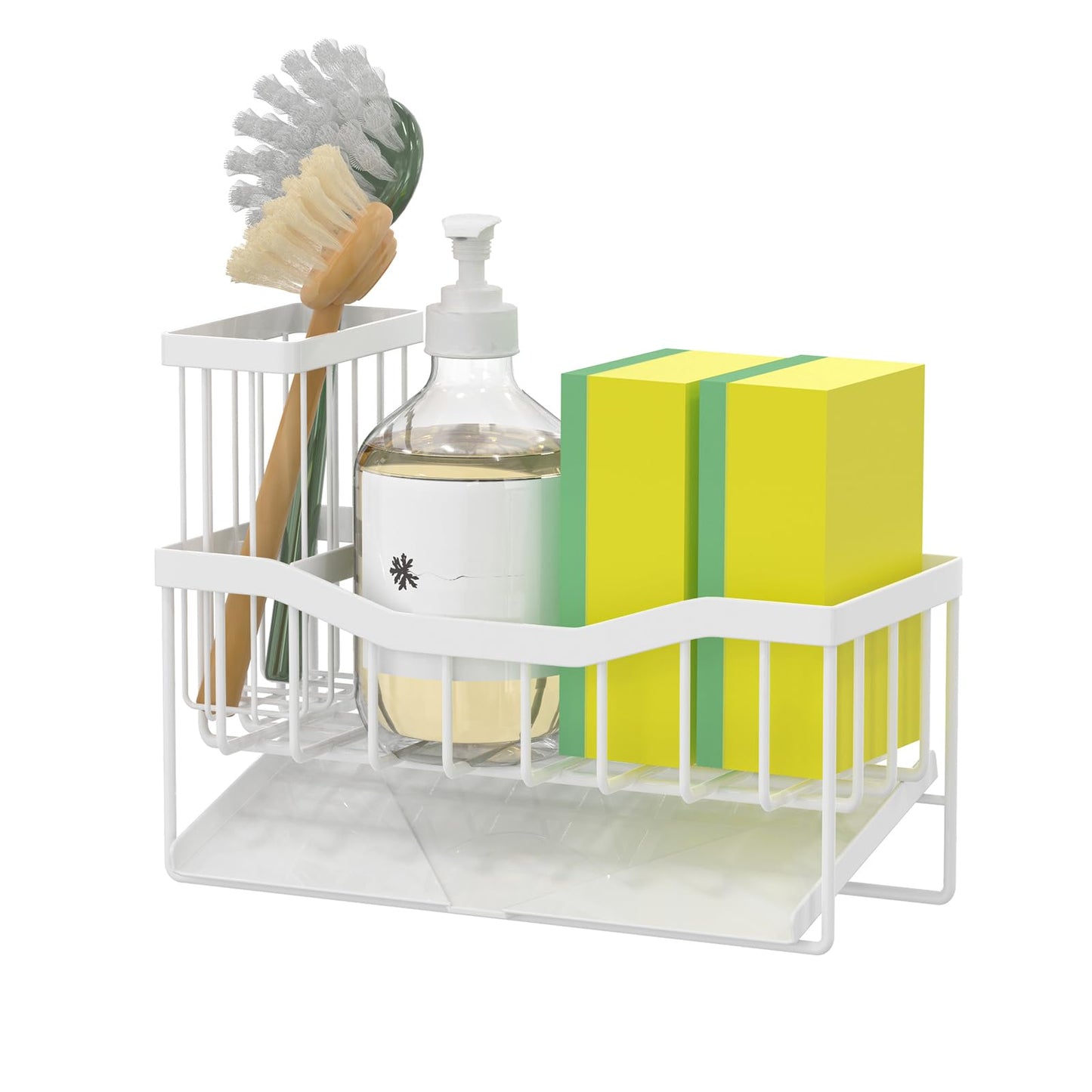Fssvcd Maifan Sink Caddy Sponge Holder for Kitchen with Brush Holder and Stainless Steel Self Drain Tray, Rustproof Kitchen Sink Organizer for Sponge, Soap Dispenser Storage Accessories