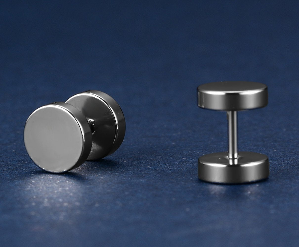 Xusamss Punk Body Piercing Titanium Steel Round Barbell Stud Earrings