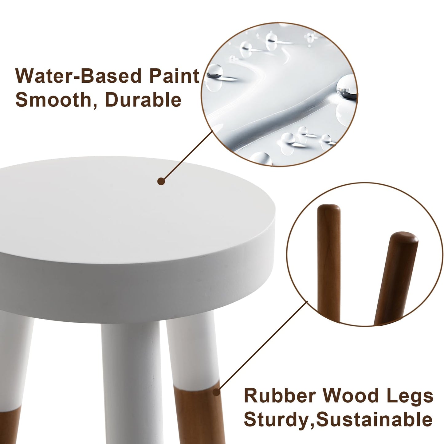 LitaEther 12" Reverse Dipped Wood Plant Stand, Wood Accent Stool,Milking Stool Drinking Table Small Side Table Set (18"+20" Tall)